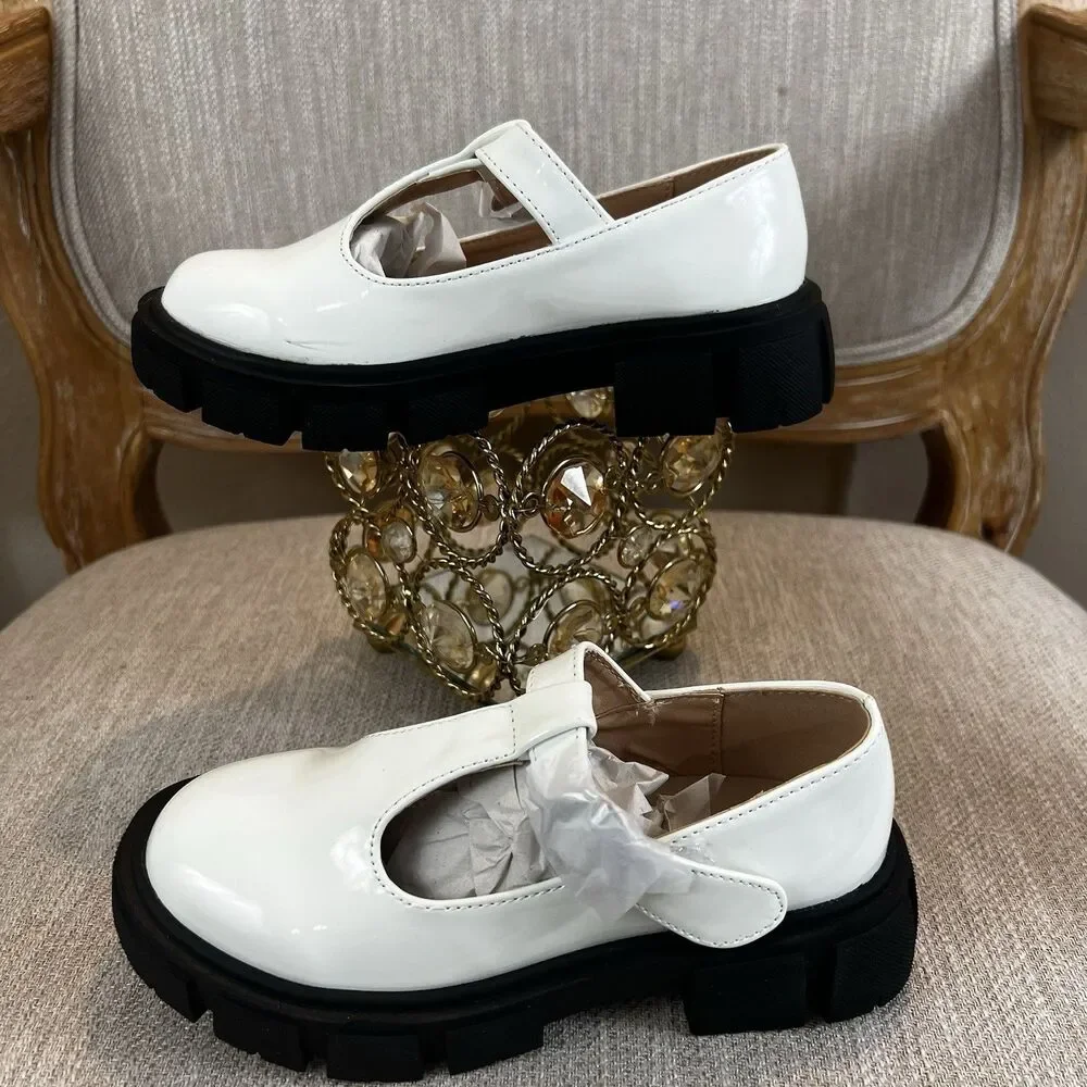 Nicole Miller White Mary Jane Chunky Lug sole coquette y2k tstrap academia sz 12